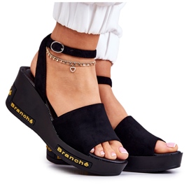 Vinceza Ženske antilop sandale na klin crne Cortena crna