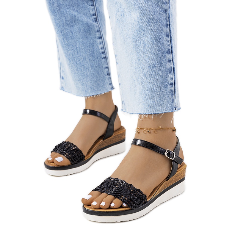 Crne sandale s ukrasnim Kirk remenom crno