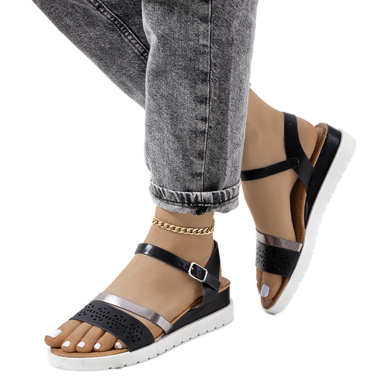 Ženske crne sandale Cubbine crno srebro