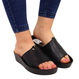 Kožne papuče na platformi Filippo W PAW199A crne crna