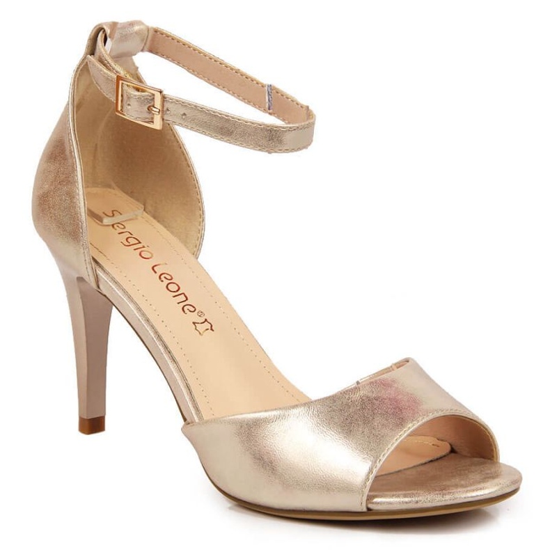 Sandale na visoku petu Sergio Leone W SK374A zlatne zlatna