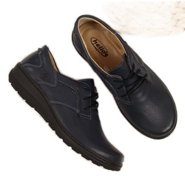 Udobne ženske cipele od kože, tamnoplave Helios 715 tamnoplava