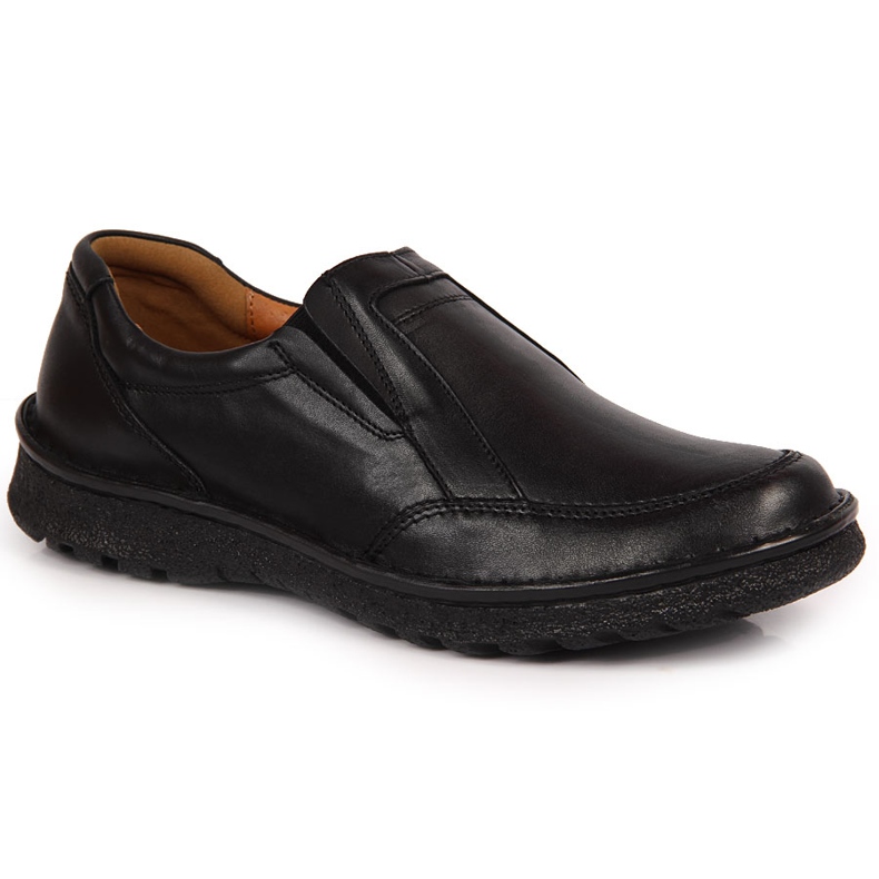 Kožne muške slip-on cipele, crne Łukbut 946 crno