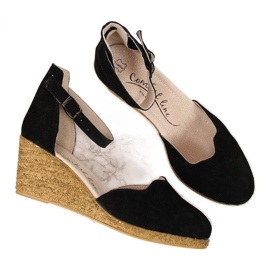 Kožne ženske sandale na crni klin Filippo crna