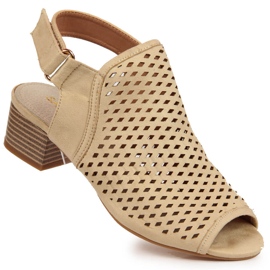 Ženske bež ažurne sandale Sabatina