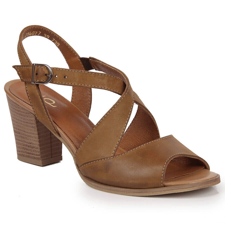 Ženske kožne sandale na smeđi Dolce Pietro stup smeđa