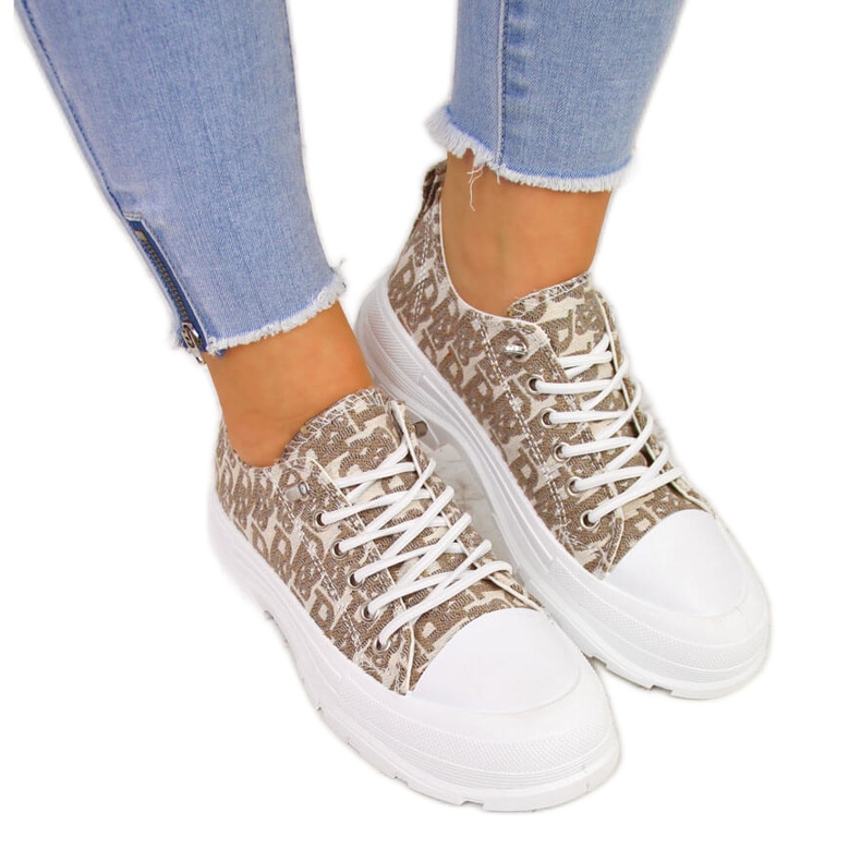 Ženske bež tenisice na platformi s natpisima Sabatina