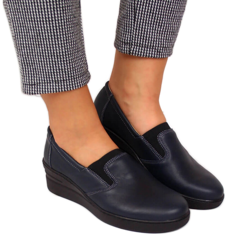 Udobne ženske kožne cipele Helios 349 tamnoplave mornarsko plava