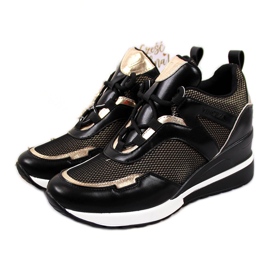 Ženske crne tenisice na klin Vinceza crna zlatni