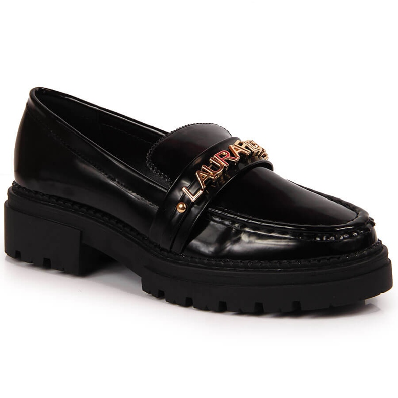 Ženske crne lakirane cipele s natpisom Laura La.Fi crno