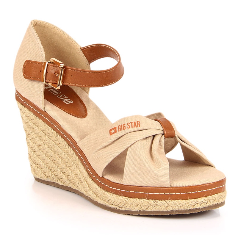 Sandale espadrile na bež klin Big Star JJ274939