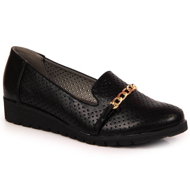 Ženske ažurne cipele s lančićem, crne Jezzi crno