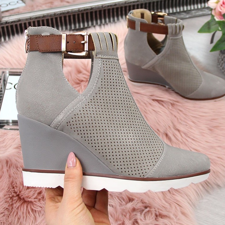 Sive Filippo sive ažur tenisice na klin siva