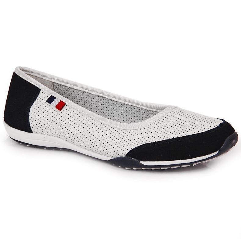 Ženske ažurne bijele i tamnoplave Filippo balerinke bijela