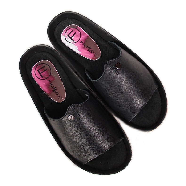 Ženske crne kožne papuče Filippo platforma crno