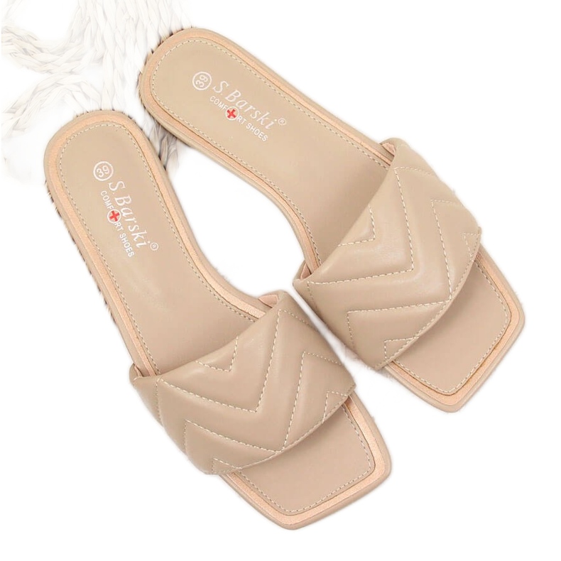S.Barski Ženske bež prošivene papuče S. Barski
