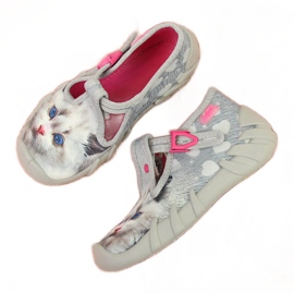 Djevojačke papuče za vrtić s macom Befado siva