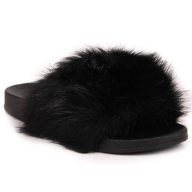 Crne Jezzi ženske papuče sa krznom crna