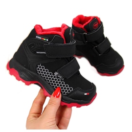 Dječačke crne vodootporne čizme za snijeg na čičak American Club crna