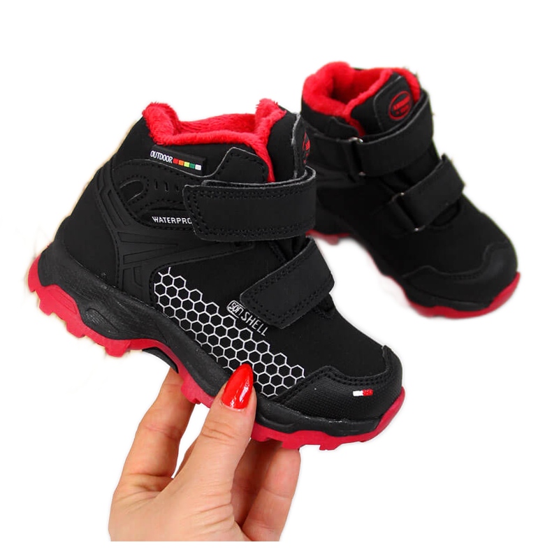 Dječačke crne vodootporne čizme za snijeg na čičak American Club crno