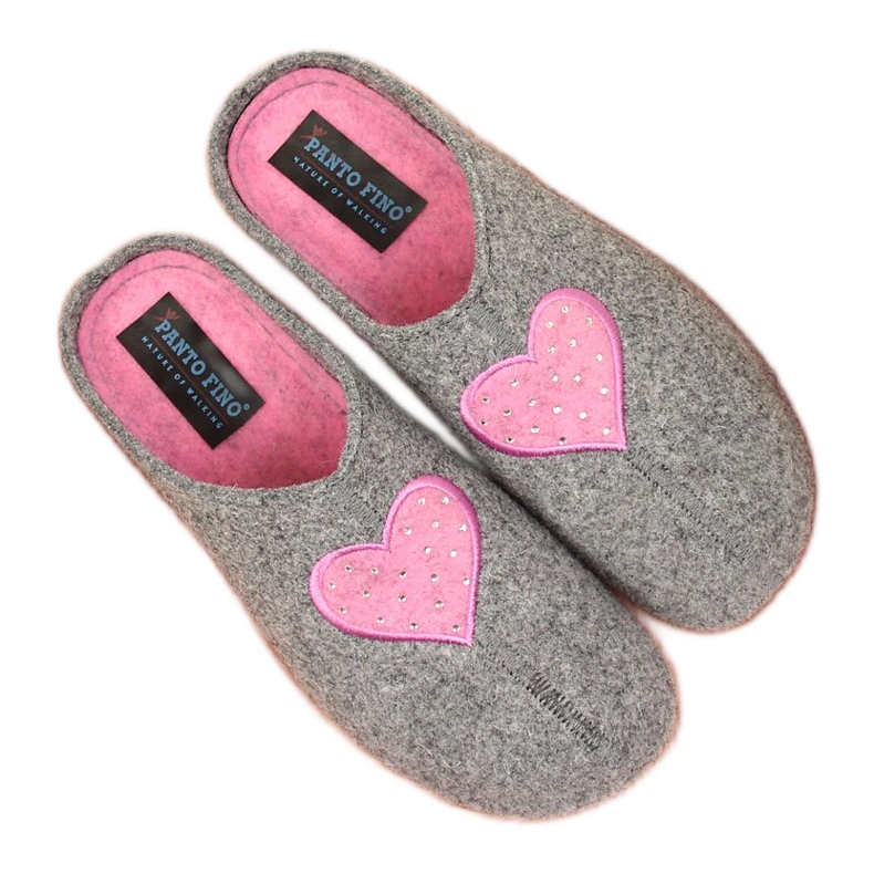 Ženske kućne papuče s filcanim sivim Panto Fino siva