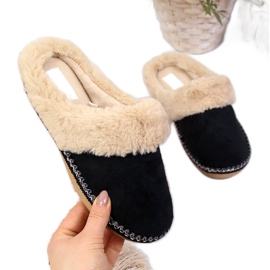 Crne Cloxx kućne ženske papuče s krznom crna