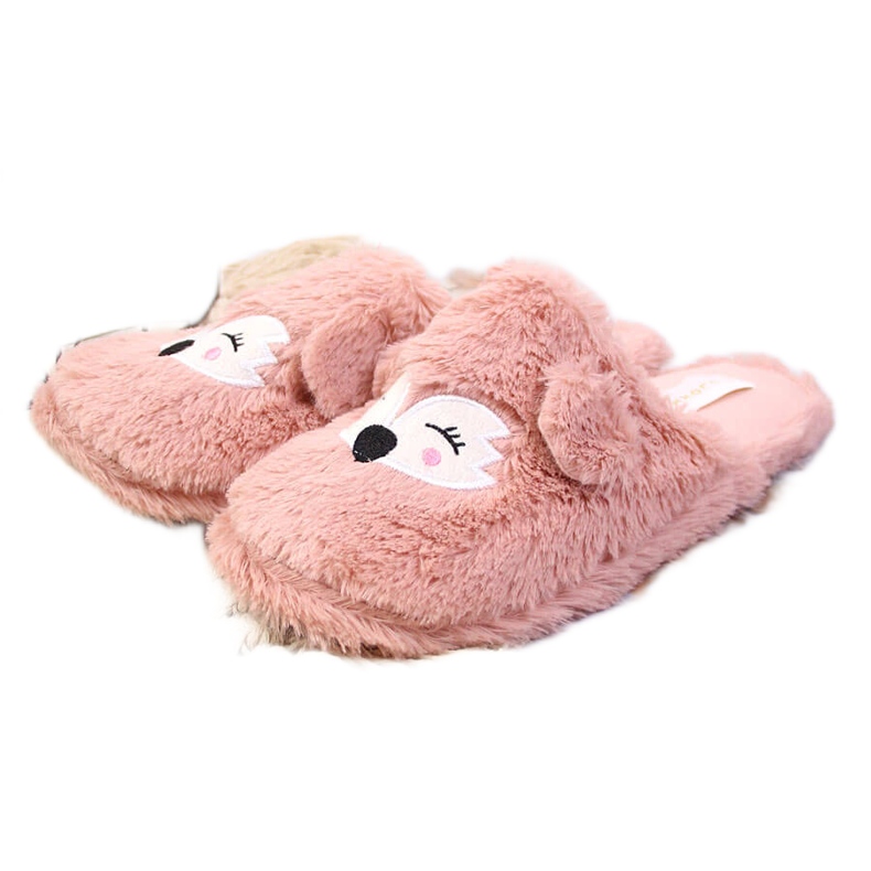 Ženske krznene papuče s ušima roze Cloxx ružičasta