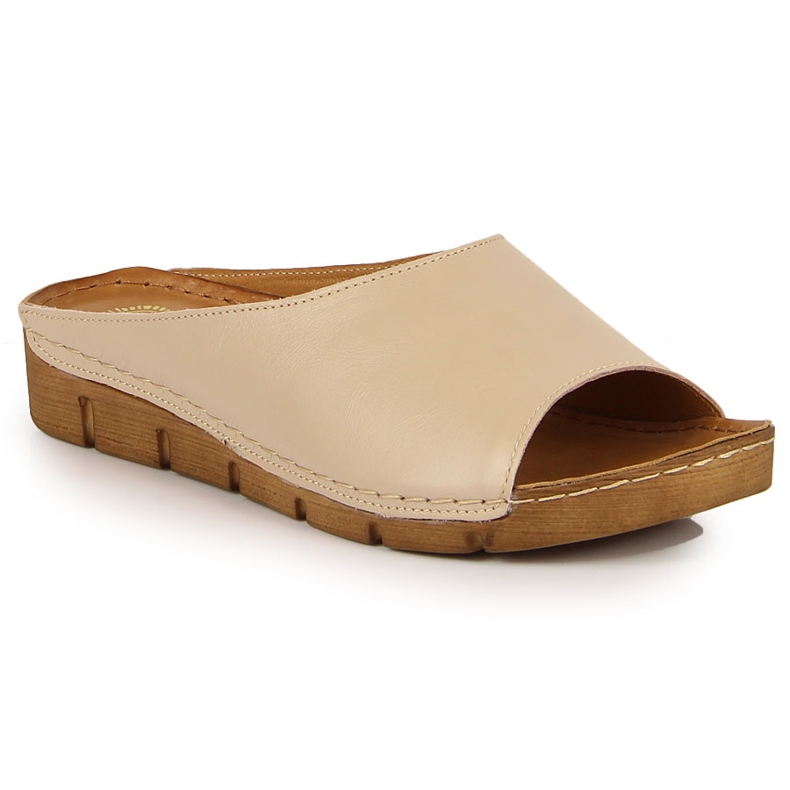 Ženske papuče od krem ​​kože Łukbut 1434 raznobojna