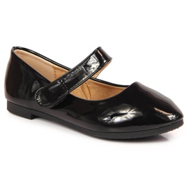 Balerinke za djevojčice s čičak lakiranim crnim Potocki crno