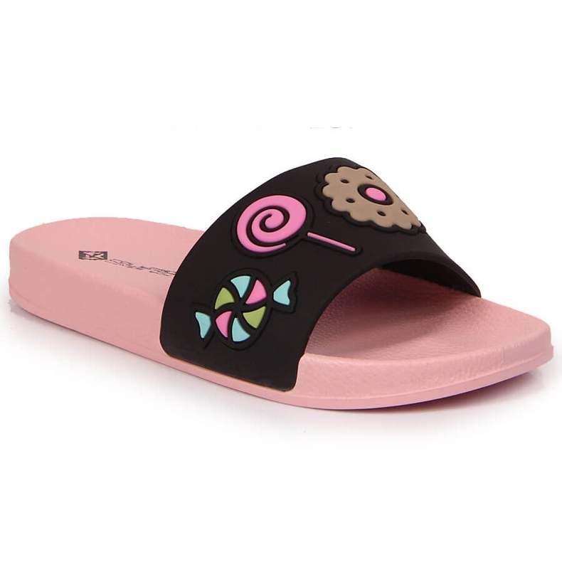 Atletico crne papuče za bazen crno ružičasta