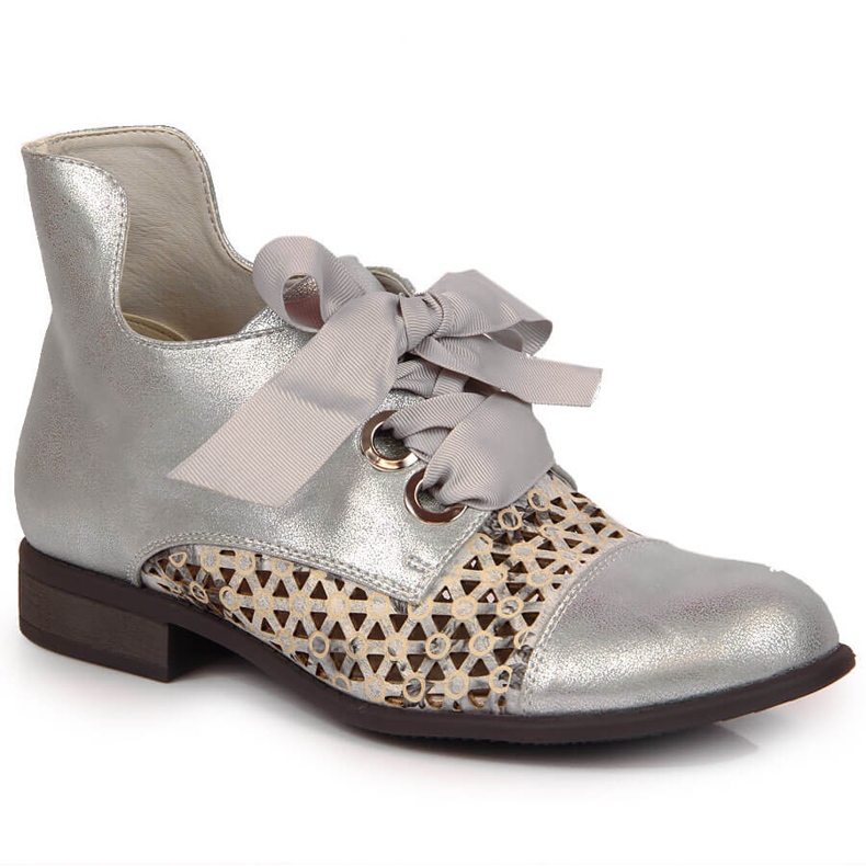 Ženske proljetne srebrne ažurne čizme Jezzi srebro
