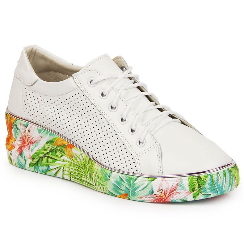 Ženske kožne cipele na klin bijeli Artiker bijela