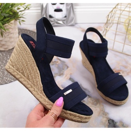 Sandale espadrile na klin tamnoplave Big Star JJ274977 mornarsko plava