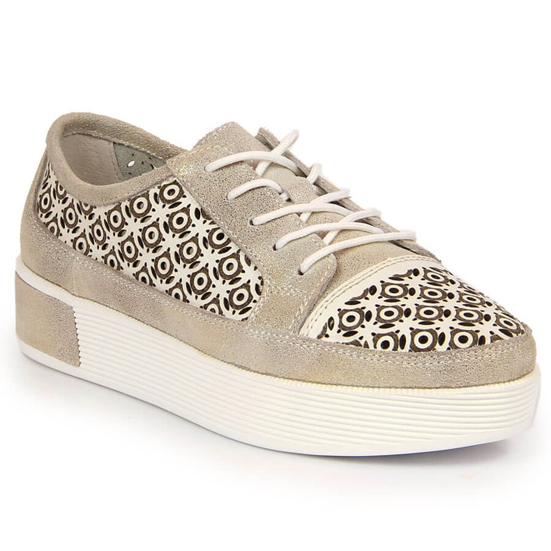 Ženske zlatne ažurne kožne cipele Filippo