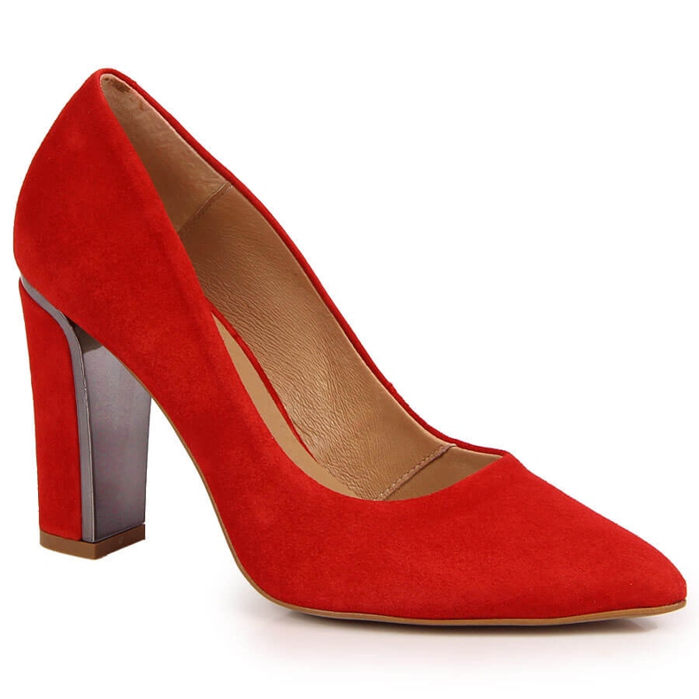 Kožne velur pumpice na crvenom Juma stupu crvena