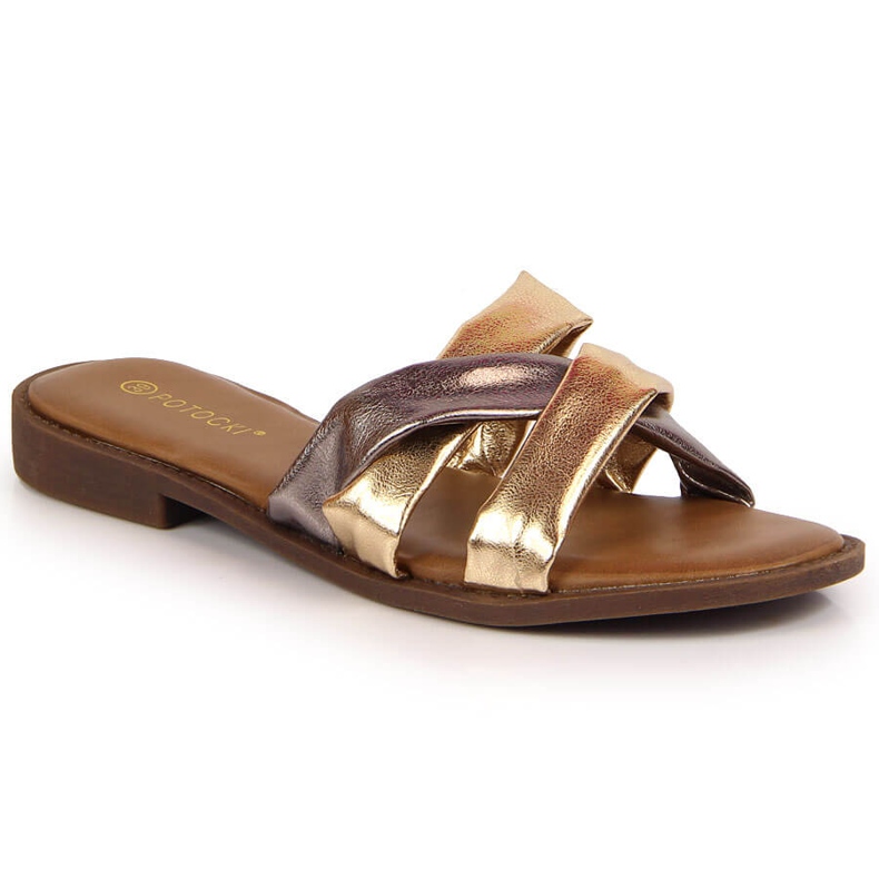 Ženske ravne zlatne Potocki papuče zlatna