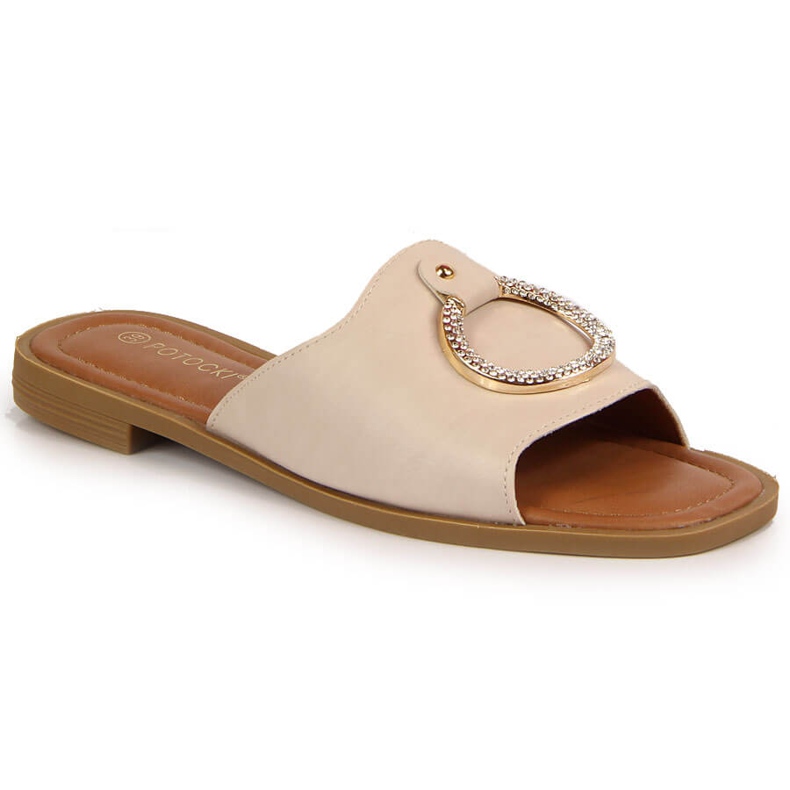 Ženske bež papuče Potocki ukras