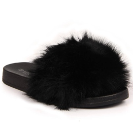 Ženske crne krznene papuče Vinceza crna