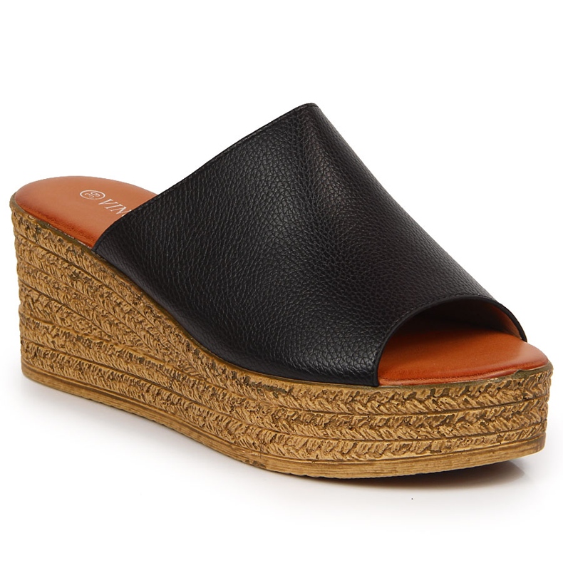 Ženske crne papuče na klin Vinceza crno