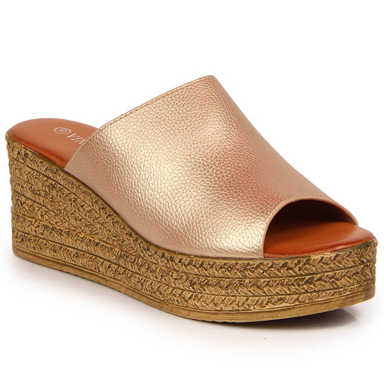 Ženske zlatne papuče na klin Vinceza zlatna