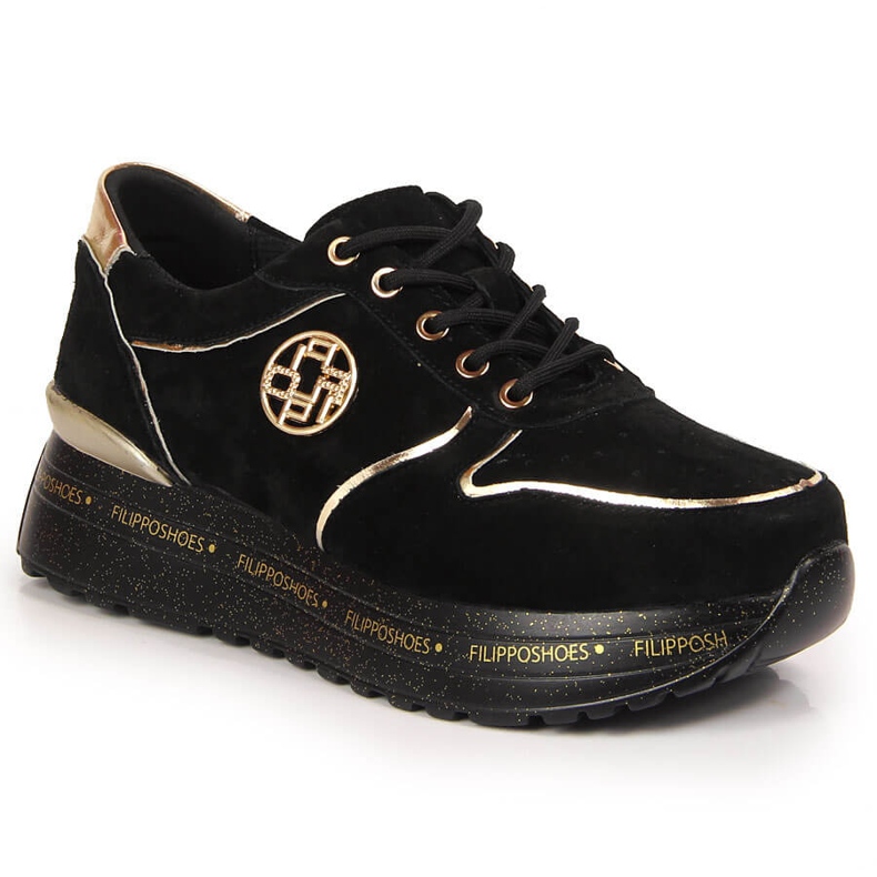 Ženska sportska koža na crnoj Filippo platformi