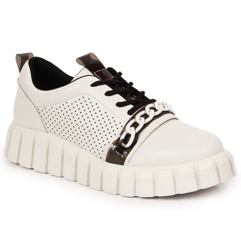 Ženske kožne cipele na platformi s Artiker lancem bijela