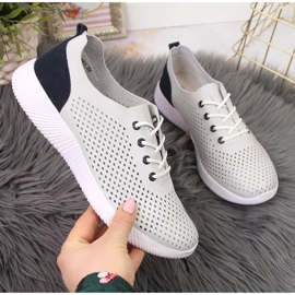 Ženske ažurne kožne cipele Artiker sive boje siva