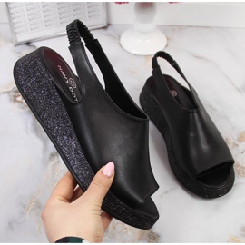 Ženske crne sandale na platformi Navy Dot crna