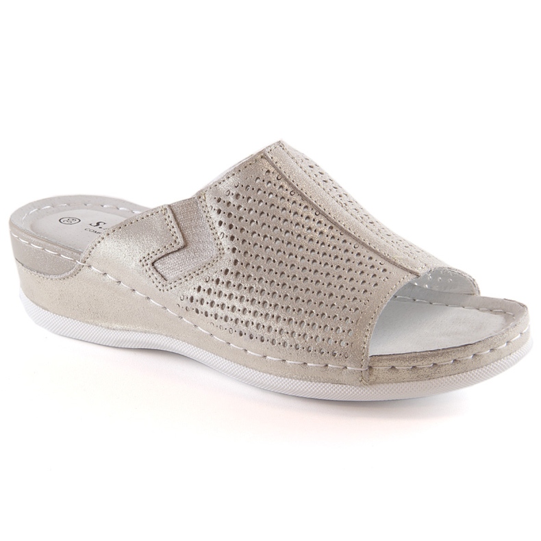 S.Barski Ženske kožne papuče na zlatnom klinu S. Barski zlatna