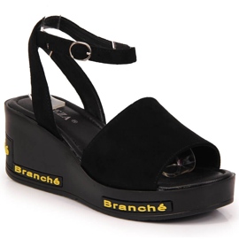 Crne Vinceza ženske sandale na klin potpeticu crna