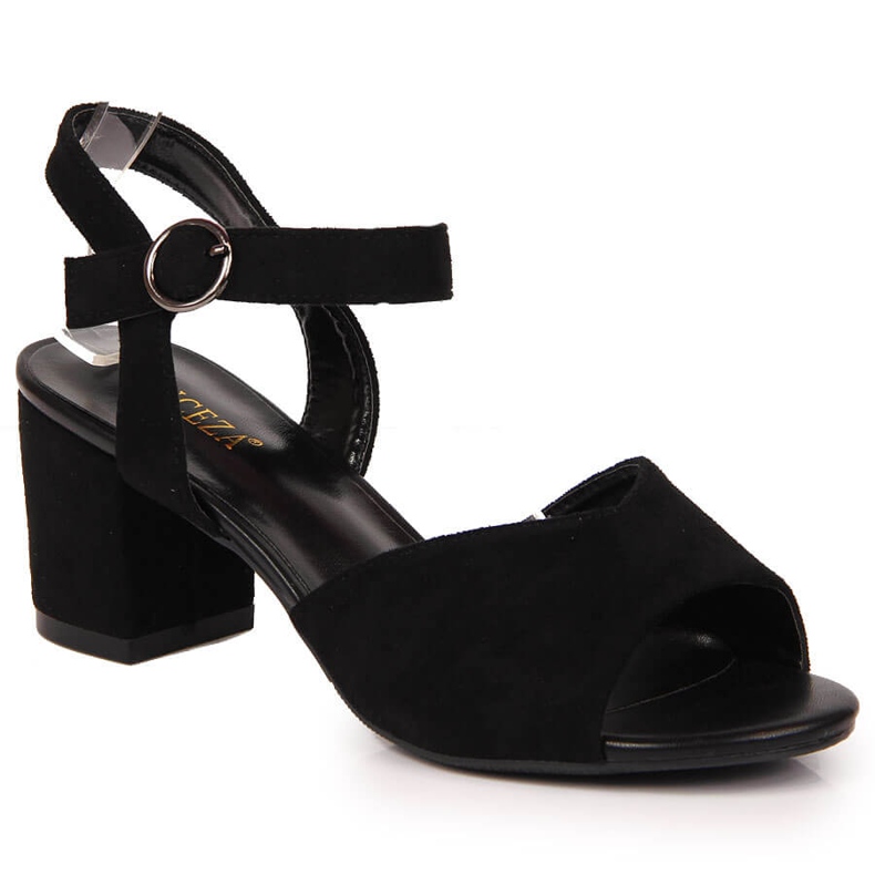 Ženske sandale na post crni Vinceza antilop crno