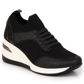 Ženske crne cipele na klin, slip na crni Artiker crna