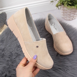 Udobne ženske kožne cipele, bež Filippo