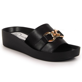 Crne ženske kožne papuče s lančićem Filippo crna